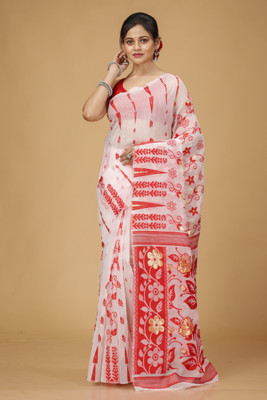 Dristikone Woven Tant Cotton Silk Saree(Multicolor)