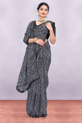 NESHVI ENTERPRISE Digital Print Leheria Georgette Saree(Black)