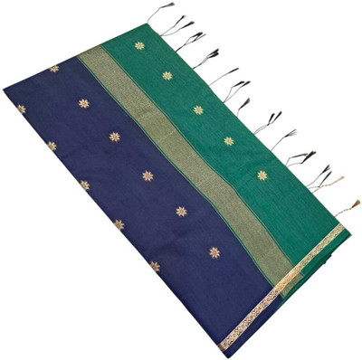 sri amman sarees Woven Maheshwari Cotton Silk Saree(Dark Blue)