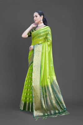 Aarunika LGF Woven Bollywood Organza Saree(Light Green)
