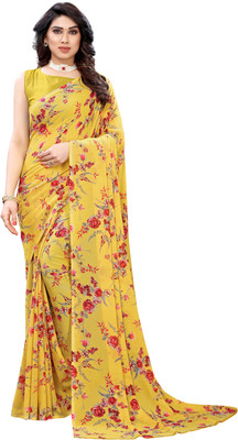 shiv textiles Printed Bollywood Georgette Saree(Yellow)