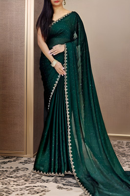 sonudi Embellished Bandhani Georgette Saree(Green)