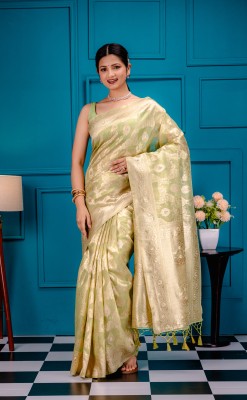 MIMOSA Woven Kanjivaram Art Silk Saree(Light Green)