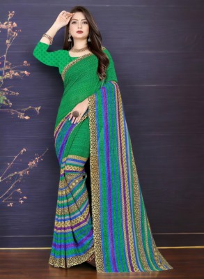 NIRMOHIFASHION Printed Bollywood Georgette Saree(Green)