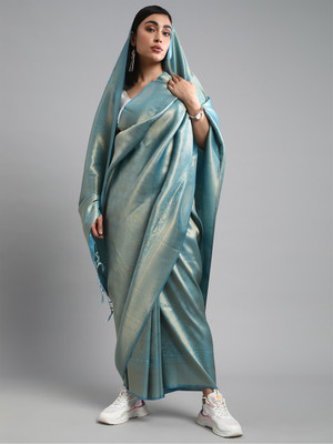 Divastri Woven Kanjivaram Silk Blend Saree(Light Green)
