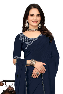 KAKADIYA CREATION Embellished Bollywood Chiffon Saree(Blue)