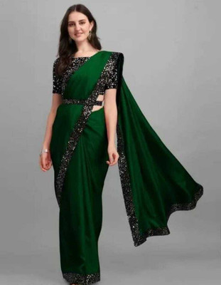 NAITRI CREATION Embellished Bollywood Lycra Blend Saree(Green)