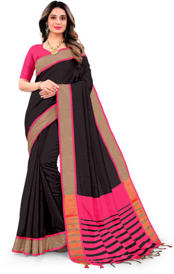 DEAR BUNNY Woven Bollywood Cotton Silk Saree(Black)