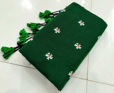 Janani enterprises Floral Print Handloom Pure Cotton Saree(Green)