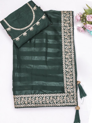 DRASHTI ART Embroidered Bollywood Georgette Saree(Green)