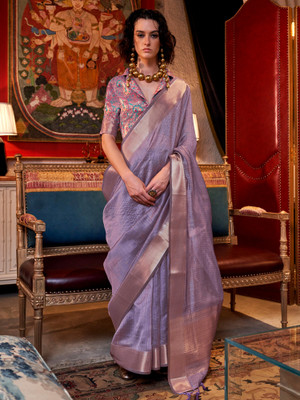 Sareemall Woven Daily Wear Chiffon Saree(Purple)