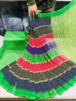 HouseOfCommon Color Block Bollywood Georgette Saree(Multicolor)