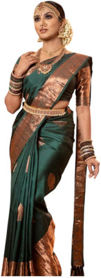 LAVISHBOI Solid/Plain Saree with Attached Blouse Art Silk Saree(Multicolor)