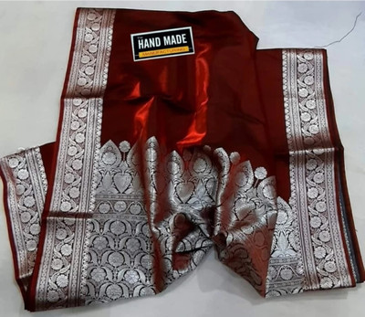 NationalSaree Self Design Banarasi Satin Saree(Maroon)