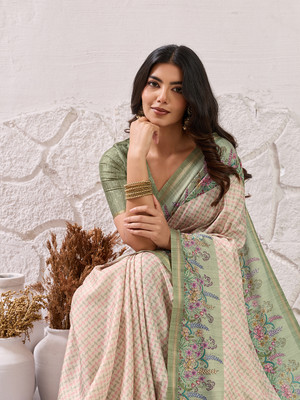 Tasrika Paisley, Woven, Printed Banarasi Tussar Silk Saree(Green)