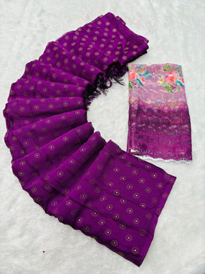 KANDORA Embroidered Bollywood Georgette Saree(Magenta)