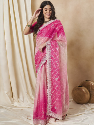 Sareemall Embellished Bollywood Net Saree(Pink)