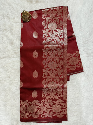 CP TEXTILE Printed Banarasi Jacquard, Art Silk Saree(Red)