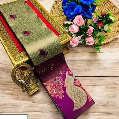 geetaba Woven Banarasi Silk Blend Saree(Magenta)