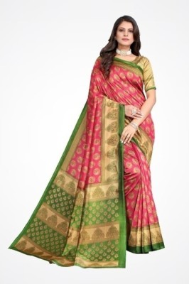 Saadhvi Printed Kanjivaram Cotton Blend Saree(Pink)