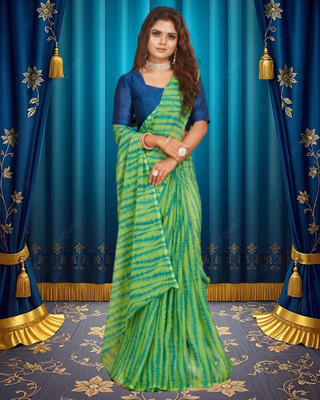 Jayu Printed Bollywood Georgette Saree(Green)