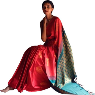 WOMENELEGENCE Embellished Banarasi Pure Silk Saree(Red)