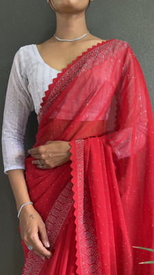 Cipto Embellished Bollywood Georgette Saree(Red)