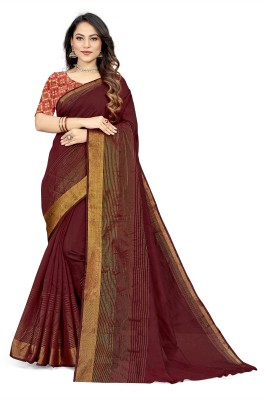 Dori Embellished Bollywood Cotton Blend Saree(Maroon)