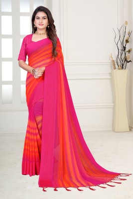 Chitra Striped Banarasi Georgette Saree(Pink)