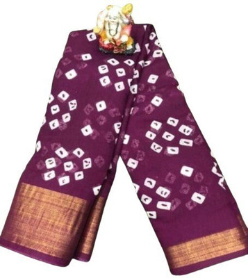 Saadhvi Printed Bollywood Cotton Linen Saree(Purple)