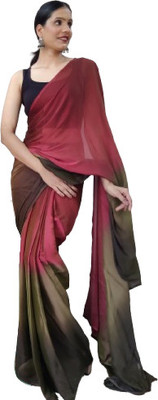 JATADHAR FAB Dyed Ready to Wear Satin Saree(Red)