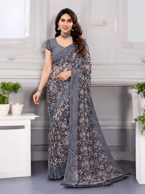 Moda Rapido Printed Bollywood Georgette Saree(Grey)