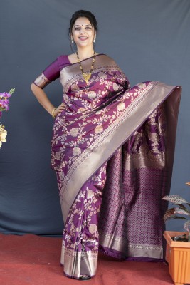 AMIRAT CLOTHING Woven Banarasi Pure Silk Saree(Magenta)