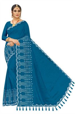 Lakshmi Villa creation Self Design Bollywood Silk Blend Saree(Blue)