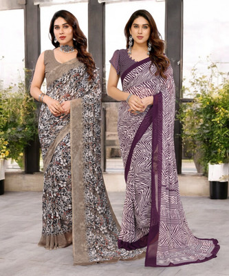 Divastri Printed Bollywood Georgette Saree(Pack of 2, Multicolor)