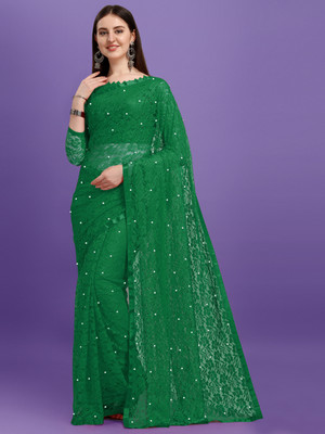LOROFY Self Design Lucknow Chikankari Net Saree(Multicolor)