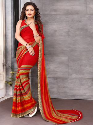 HouseOfCommon Printed Daily Wear Georgette Saree(Red)