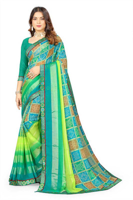 mahalaxmi fab Digital Print Bollywood Georgette Saree(Light Green, Multicolor)