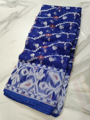Happy Creation Printed Tant Handloom Cotton Blend Saree(Multicolor)