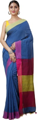 DipDiya Printed Handloom Cotton Blend Saree(Light Blue)
