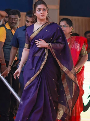 WOMENELEGENCE Printed Banarasi Cotton Silk Saree(Blue)