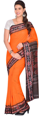 handloom paridhaan Printed Bollywood Pure Cotton Saree(Orange)