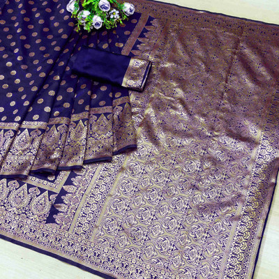 Kedar Fab Woven Bollywood Jacquard Saree(Dark Blue)