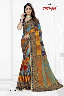 SF Satyam Fashion Printed Daily Wear Georgette Saree(Multicolor)