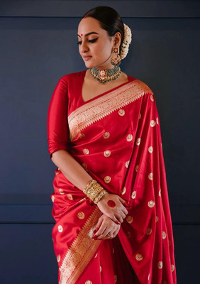 shreebrahmani Woven Banarasi Jacquard Saree(Red)