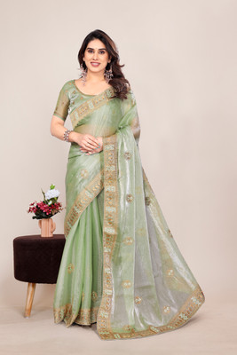 Radheradhey Embroidered Bollywood Jimmy choo Saree(Light Green)