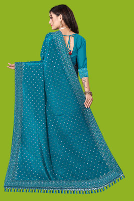 nevya creation Self Design Bollywood Georgette, Chanderi Saree(Dark Blue)
