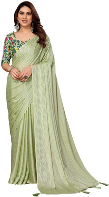 RAJESHWAR FASHION Solid/Plain Bollywood Polyester Saree(Light Green)