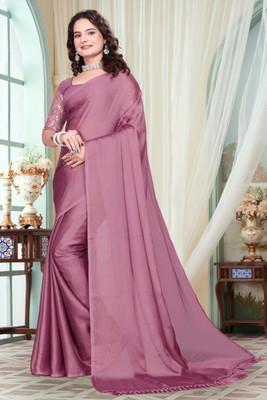 CLICKTHEMALL Self Design, Solid/Plain Bollywood Georgette Saree(Purple)