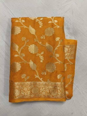 Muskan Fashion House Woven Banarasi Silk Blend Saree(Mustard)